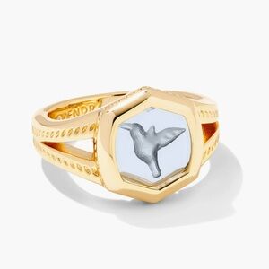 Kendra Scott Davie Intaglio Hummingbird Statement Ring 9 New